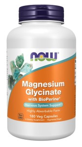 NOW FOODS Magnesium Glycinate with BioPerine - Glicynian Magnezu z Bioperyną (180 kaps.)