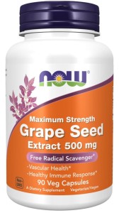 NOW FOODS Grape Seed Extract Maximum Strength 500 mg - Wyciąg z Nasion Winogron 500 mg (90 kaps.)