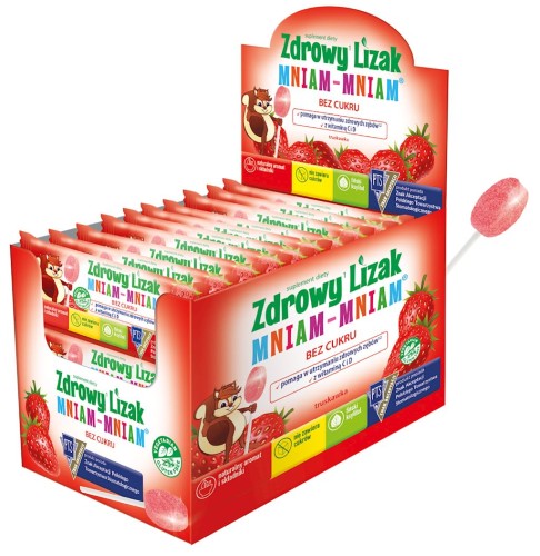 Zdrowy lizak TRUSKAWKA Mniam-Mniam b/c display 40 szt STARPHARMA
