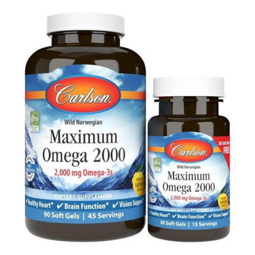 Carlson Labs Elite Omega 3 1600mg  90 + 30 kapsułek o smaku cytrynowym