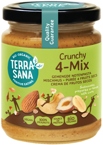 KREM ORZECHOWY CRUNCHY MIX (4 ORZECHY) BIO 250 g - TERRASANA