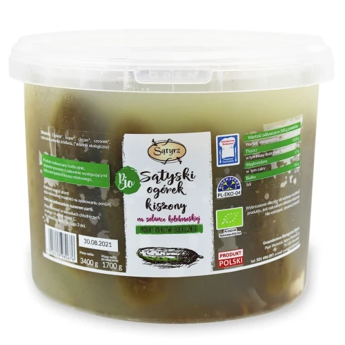 OGÓRKI KISZONE SĄTYSKIE BIO 3,4 kg (1,7 kg) (WIADERKO) - SĄTYRZ
