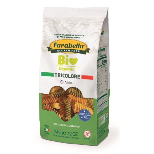 MAKARON (KUKURYDZIANO - RYŻOWY TRÓJKOLOROWY) ŚWIDERKI BEZGLUTENOWY BIO 340 g - FARABELLA