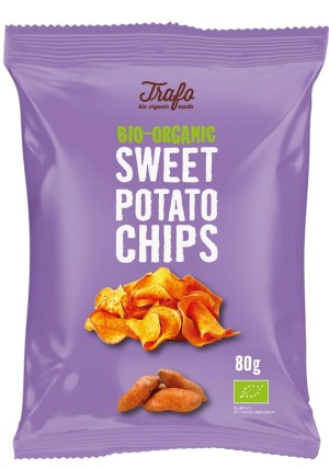 Sweet potato chips, fried in sunflower oil, bio 80 g - Trafo