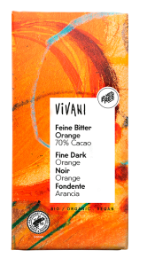 CZEKOLADA GORZKA O SMAKU POMARAŃCZOWYM BIO 80 g - VIVANI