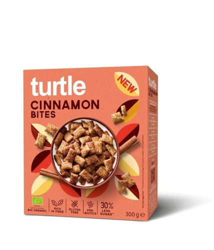 PODUSZKI ZBOŻOWE CYNAMONOWE 30 % MNIEJ CUKRU BEZGLUTENOWE BIO 300 g - TURTLE