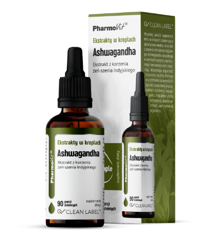 EKSTRAKTY W KROPLACH ASHWAGANDHA BEZGLUTENOWE 30 ml - PHARMOVIT (CLEAN LABEL)