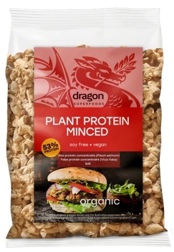 Białko roślinne mielone bez soi, wegańskie, bezglutenowe BIO 200 g DRAGON SUPERFOODS