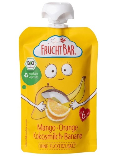 Mus mango, pomarańcz, mleko kokosowe, banan BIO 100 g FRUCHTBAR