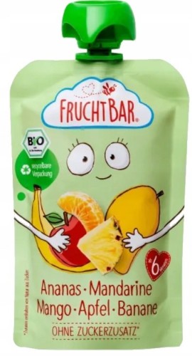 Mus ananas, mandarynka, mango, jabłko, banan BIO 100 g FRUCHTBAR