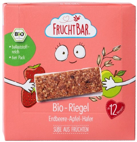 Batony zbożowe truskawka, jabłko, owies powyżej 12 miesięcy 6x BIO 23 g FRUCHTBAR