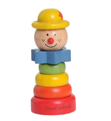 Drewniany rozkładany klaun żółty od 12m-ca (6x6x11.5cm) fsc EVEREARTH