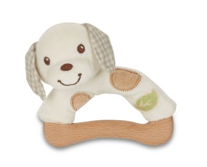 Drewniano-bawełniany chwytak piesek z ekologicznej bawełny od 0m-ca (9cm) fsc & gots EVEREARTH