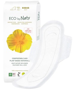 Ekologiczne podpaski higieniczne na noc, 10 szt ECO BY NATY