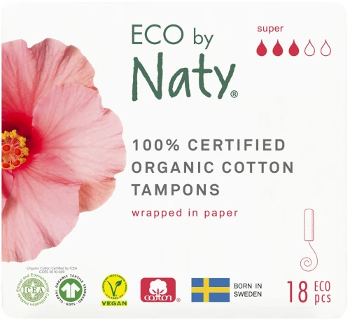 Ekologiczne tampony, super, 18 szt ECO BY NATY