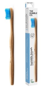 Szczoteczka do zębów, bambusowa soft niebieska 19cm The Humble