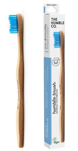 Szczoteczka do zębów, bambusowa soft niebieska 19cm The Humble