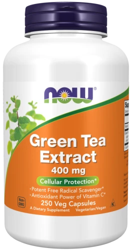 NOW FOODS Green Tea Extract - Zielona Herbata ekstrakt 400 mg (250 kaps.) DATA: 09-2026