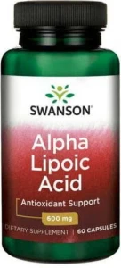 ALA Alpha Lipoic Acid 600mg kwas alfa liponowy 60 kapsułek SWANSON DATA: 09-2026