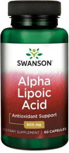 ALA Alpha Lipoic Acid 600mg kwas alfa liponowy 60 kapsułek SWANSON DATA: 09-2026