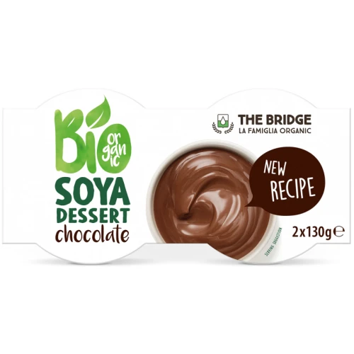 DESER SOJOWY O SMAKU CZEKOLADOWYM BEZGLUTENOWY BIO (2 x 130 g) 260 g - THE BRIDGE DATA: 10-2026