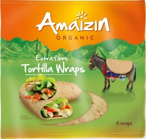 TORTILLA WRAPS (ŹRÓDŁO BŁONNIKA POKARMOWEGO) BIO 16x240 g - AMAIZIN DATA: 10-2026