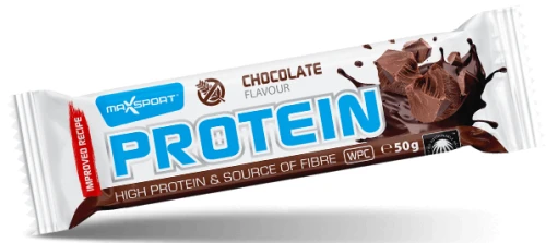 BATON PROTEINOWY O SMAKU CZEKOLADOWYM W POLEWIE KAKAOWEJ BEZGLUTENOWY 50 g - MAXSPORT DATA: 10-2026
