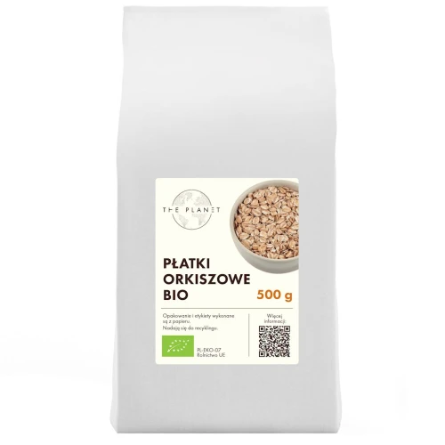 PŁATKI ORKISZOWE BIO 500 g - THE PLANET DATA: 09-2026