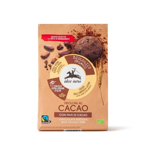 CIASTKA KAKAOWE Z ZIARNAMI KAKAO FAIR TRADE BIO 250 g - ALCE NERO DATA: 11-2026