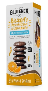 BISZKOPTY POMARAŃCZOWE W CZEKOLADZIE BEZ DODATKU CUKRÓW BEZGLUTENOWE 80 g - GLUTENEX DATA: 11-2026