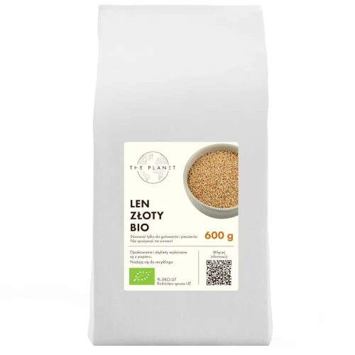 LEN ZŁOTY (SIEMIĘ LNIANE) BIO 600 g - THE PLANET DATA: 11-2026