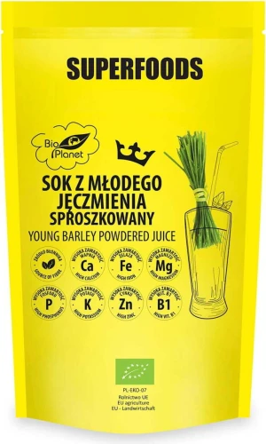 SOK Z MŁODEGO JĘCZMIENIA SPROSZKOWANY BIO 150 g - BIO PLANET DATA: 11-2026