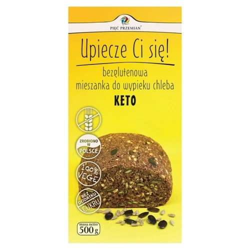 Bezglutenowa mieszanka do wypieku chleba KETO Pięć Przemian, 500g DATA: 11-2026
