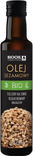 OLEJ SEZAMOWY TŁOCZONY NA ZIMNO NIERAFINOWANY BIO 250 ml - BIOOIL DATA: 11-2026