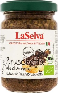 Zwarte olijf bruschetta BIO 130 g Laselva