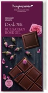 Vegan dark chocolate with rose oil gluten-free BIO 70 g Benjamissimo