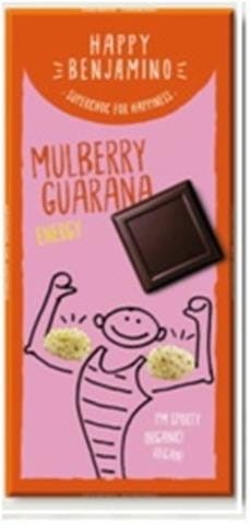Vegan chocolate with mulberry and guarana gluten-free BIO 70 g Happy Benjamino