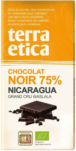 BITTER CHOCOLADE 75% NIKARAGUA FAIR TRADE BIO 100 g - TERRA ETICA