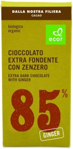 Bittere chocolade, min. 85% cacao met gember BIO 80 g Ecor
