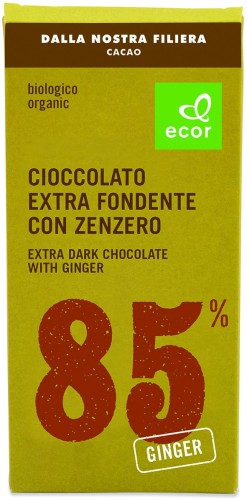 Bittere chocolade, min. 85% cacao met gember BIO 80 g Ecor