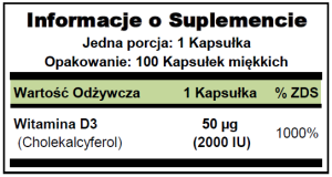 Vitamin D3 2000 UI 100 capsules Puritan's Pride