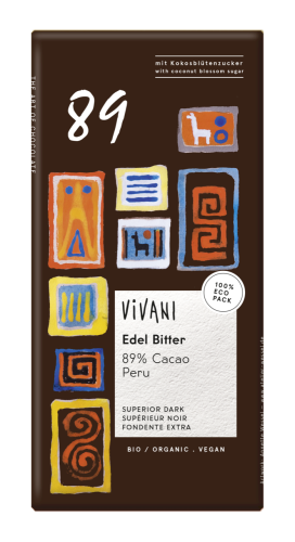 CHOCOLADEBITTER PERU 89% BIO 80 g - VIVANI