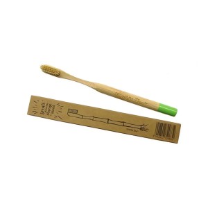 Cepillo de dientes de bambú cerdas verdes suaves - Mohani