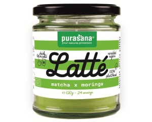 MATCHA AND MORINGA LATTE POWDER DRINK GLUTEN-FREE BIO 120 g - PURASANA