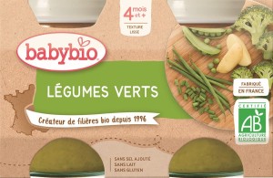 Green vegetables puree from 4 months gluten free BIO 2x130 g BABYBIO