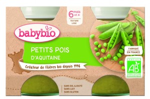 Pea puree from 6 months gluten free BIO 2x130 g BABYBIO