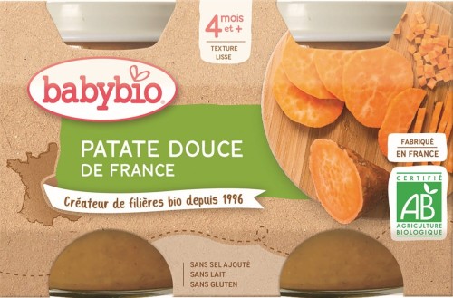 Sweet potato puree(paste) from 4 months gluten free BIO 2x130 g BABYBIO