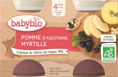 Apple-blueberry dessert from 4 months gluten free BIO 2x130 g BABYBIO