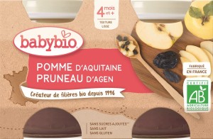 Apple-plum dessert from 4 months gluten free BIO 2x130 g BABYBIO