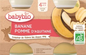 Banana-apple dessert from 4 months gluten free BIO 2x130 g BABYBIO